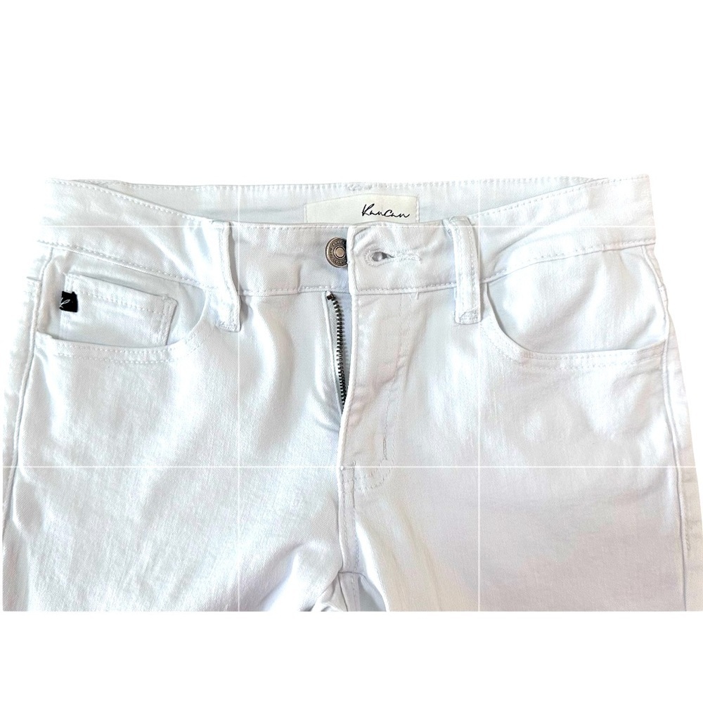 KanCan White Jeans Women’s Size 5/26 Mid Rise Skinny Zip Ankle Frayed Hem - Picture 6 of 12